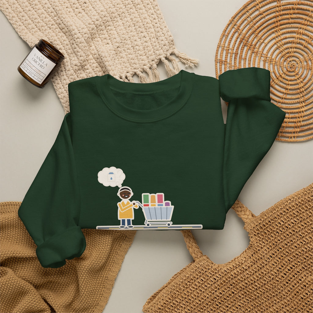 Grocery Run Sweatshirt, Went In for Milk, Came Out with a Cart Full of Snacks, Forgot the Milk, Funny Cart Full Crewneck