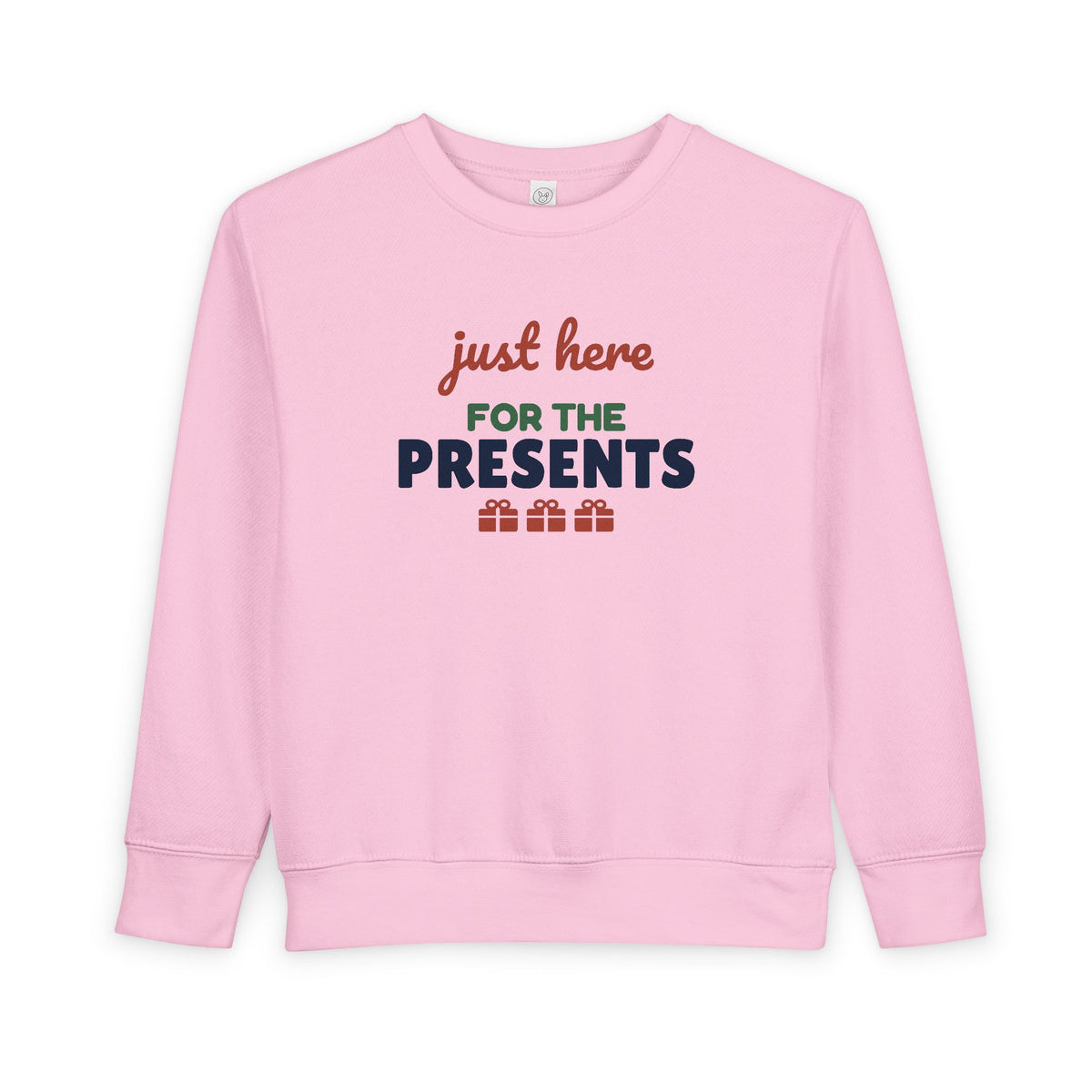 Just Here for the Presents Toddler Sweatshirt, Kids Christmas Crewneck