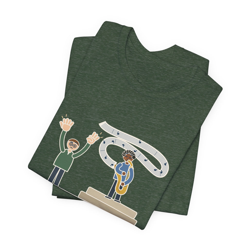 School Jazz Band Director T-Shirt - Solo Section: Eight Bars, The Sax Took Thirty-Two Funny Tee