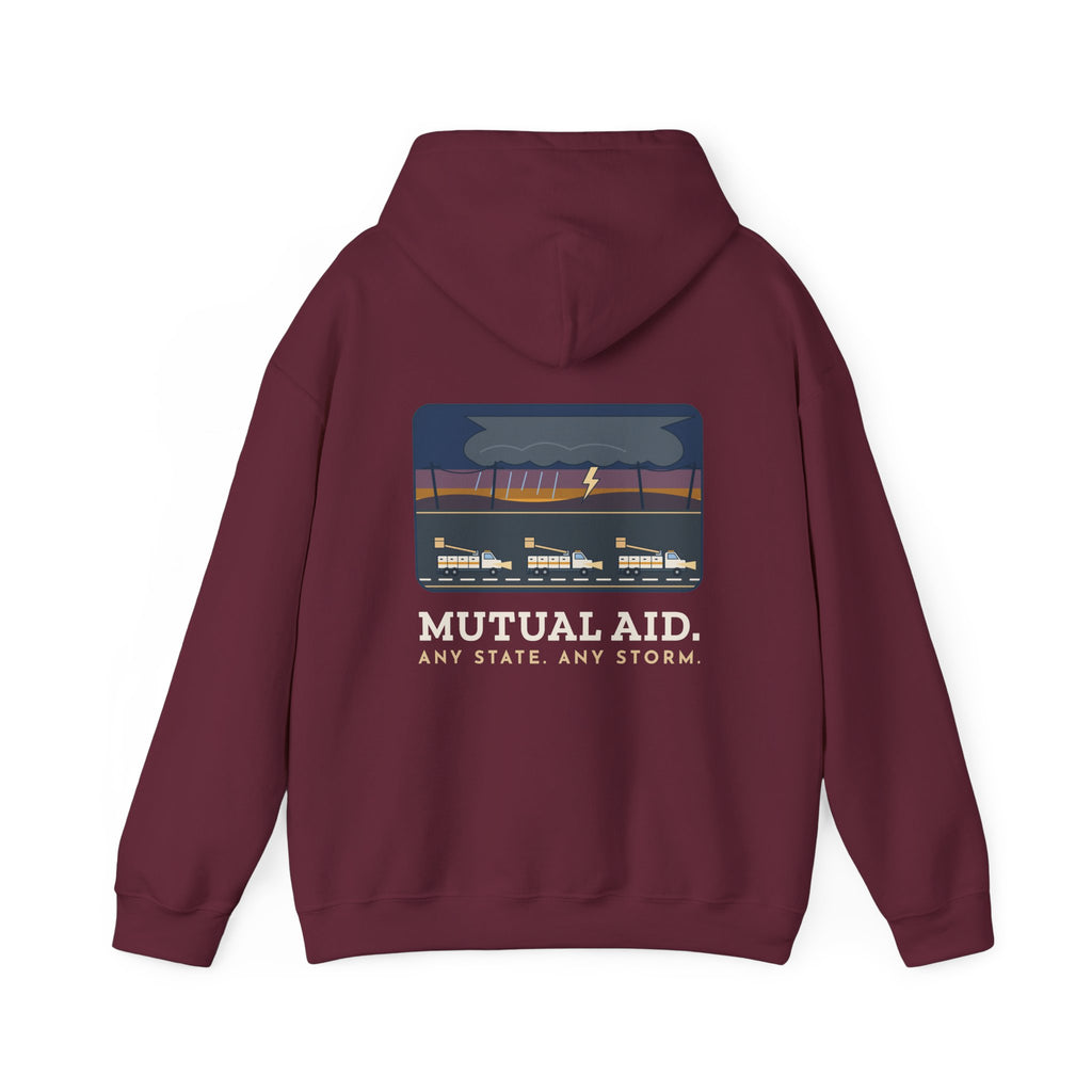 Lineworker Hoodie - Mutual Aid. Any State. Any Storm. Lineman Gift Hoodie