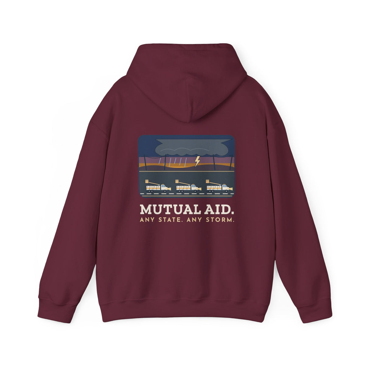 Lineworker Hoodie - Mutual Aid. Any State. Any Storm. Lineman Gift Hoodie