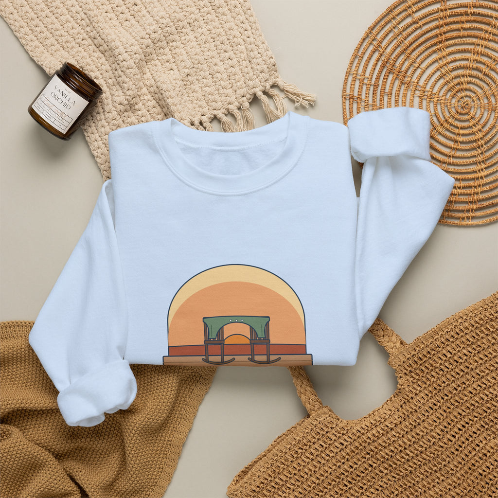 Grow Old Along with Me Sweatshirt, Anniversary Browning Quote Crewneck with Porch Rocking Chairs