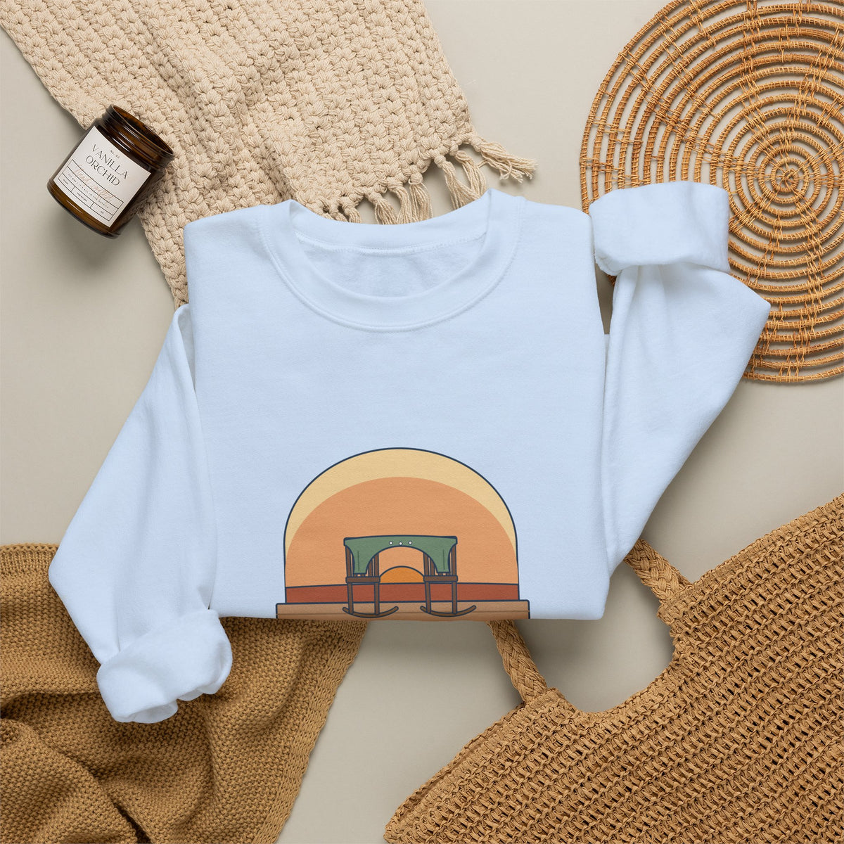 Grow Old Along with Me Sweatshirt, Anniversary Browning Quote Crewneck with Porch Rocking Chairs