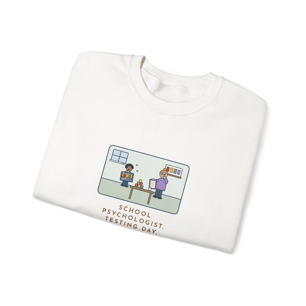 School Psychologist Sweatshirt, Testing Day, He Finished the Puzzle Section and Asked to Take the Puzzles Home, Funny Testing Room Crewneck