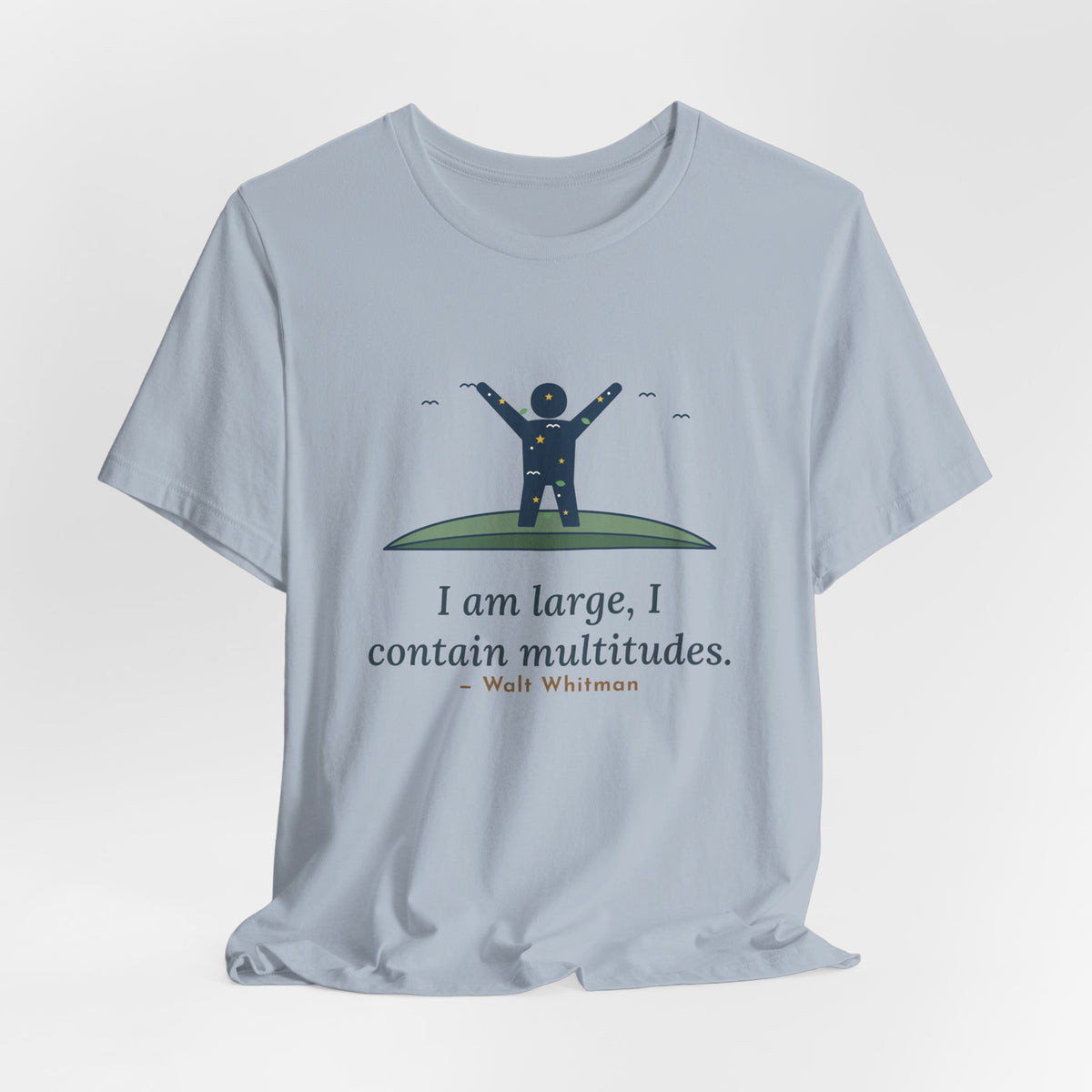 Walt Whitman Quote T-Shirt, I Am Large, I Contain Multitudes, Literary Starry Figure Tee