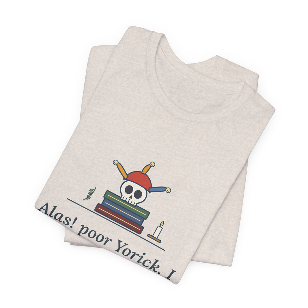 Shakespeare Quote T-Shirt, Alas, Poor Yorick, Gothic Jester Skull Tee