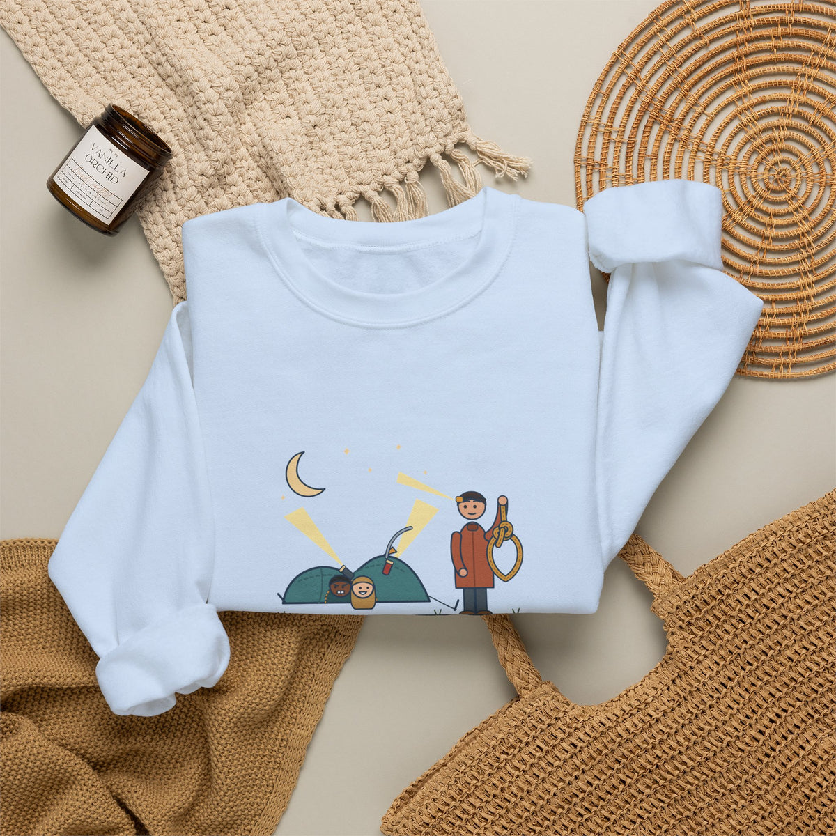 Outdoor Education Teacher Crewneck Sweatshirt - Knots for an Hour, Tent Fell at Midnight