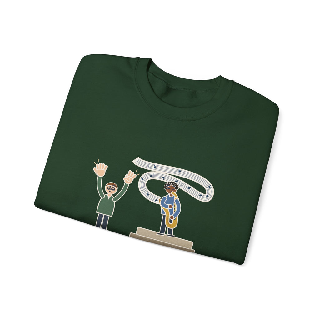 School Jazz Band Director Crewneck Sweatshirt - Eight Bars, The Sax Took Thirty-Two