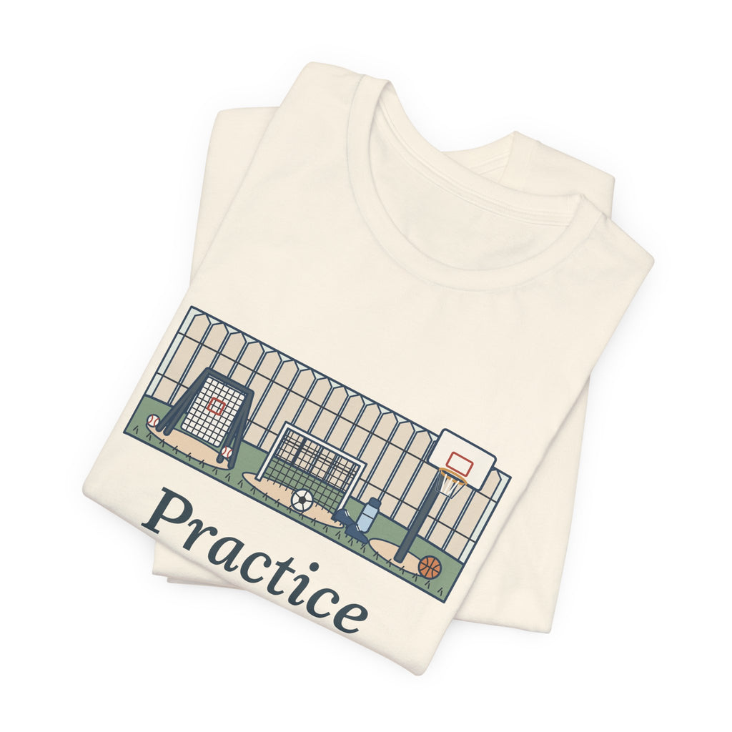 Practice Makes Perfect T-Shirt, Youth Sports Proverb Tee with Backyard Practice
