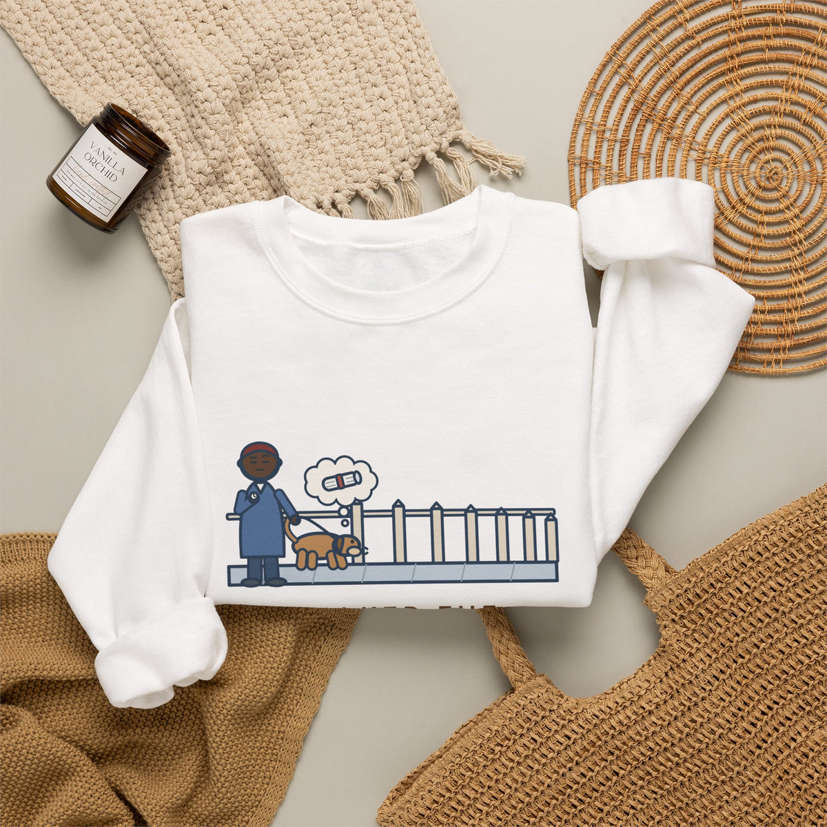 Dog Walker Sweatshirt, Walked the Dog One Block, Took Forty Minutes, Funny Fence Post Sniff Crewneck