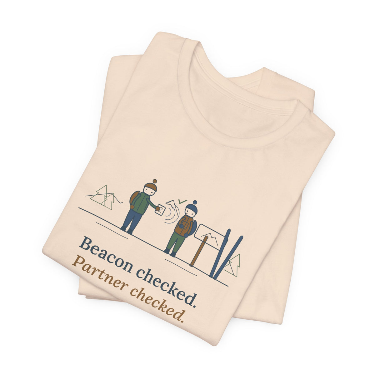 Backcountry Ski T-Shirt - Beacon Checked. Partner Checked. Ski Touring Tee