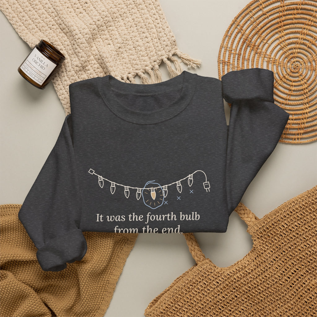 Funny Christmas Lights Crewneck Sweatshirt - It Was the Fourth Bulb From the End