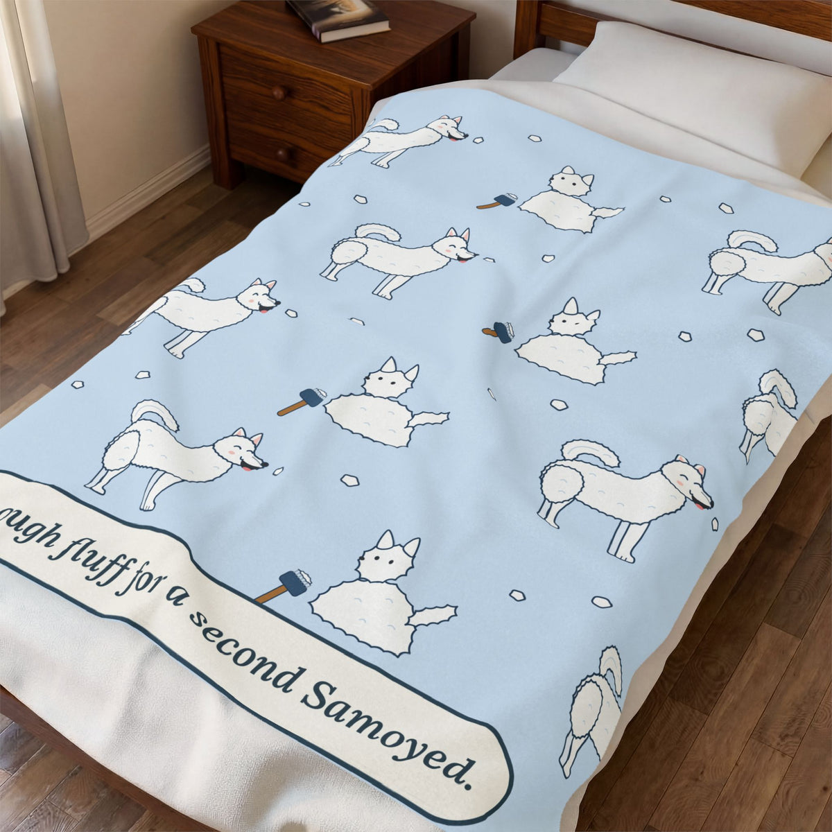 Samoyed Throw Blanket - Enough Fluff for a Second Samoyed. Velveteen Plush Throw