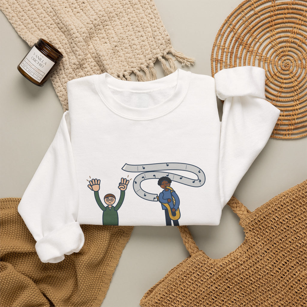 School Jazz Band Director Crewneck Sweatshirt - Eight Bars, The Sax Took Thirty-Two