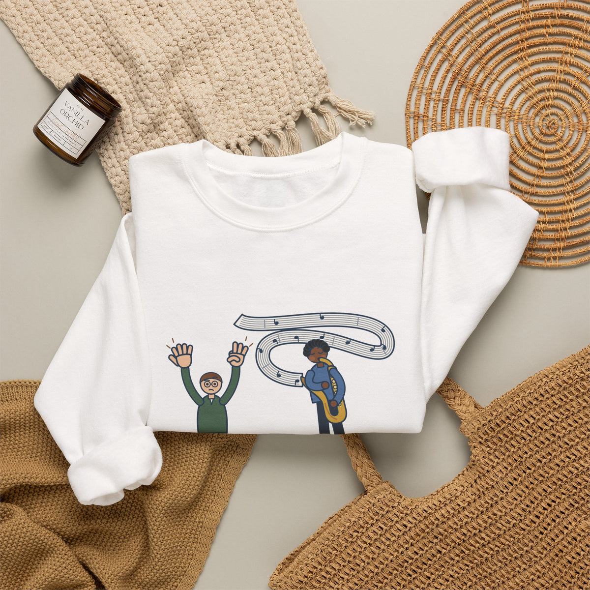 School Jazz Band Director Crewneck Sweatshirt - Eight Bars, The Sax Took Thirty-Two