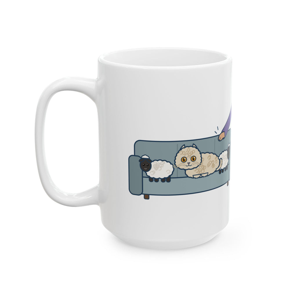 Large 15oz Selkirk Rex Cat Mug - Mistaken for a Stuffed Sheep