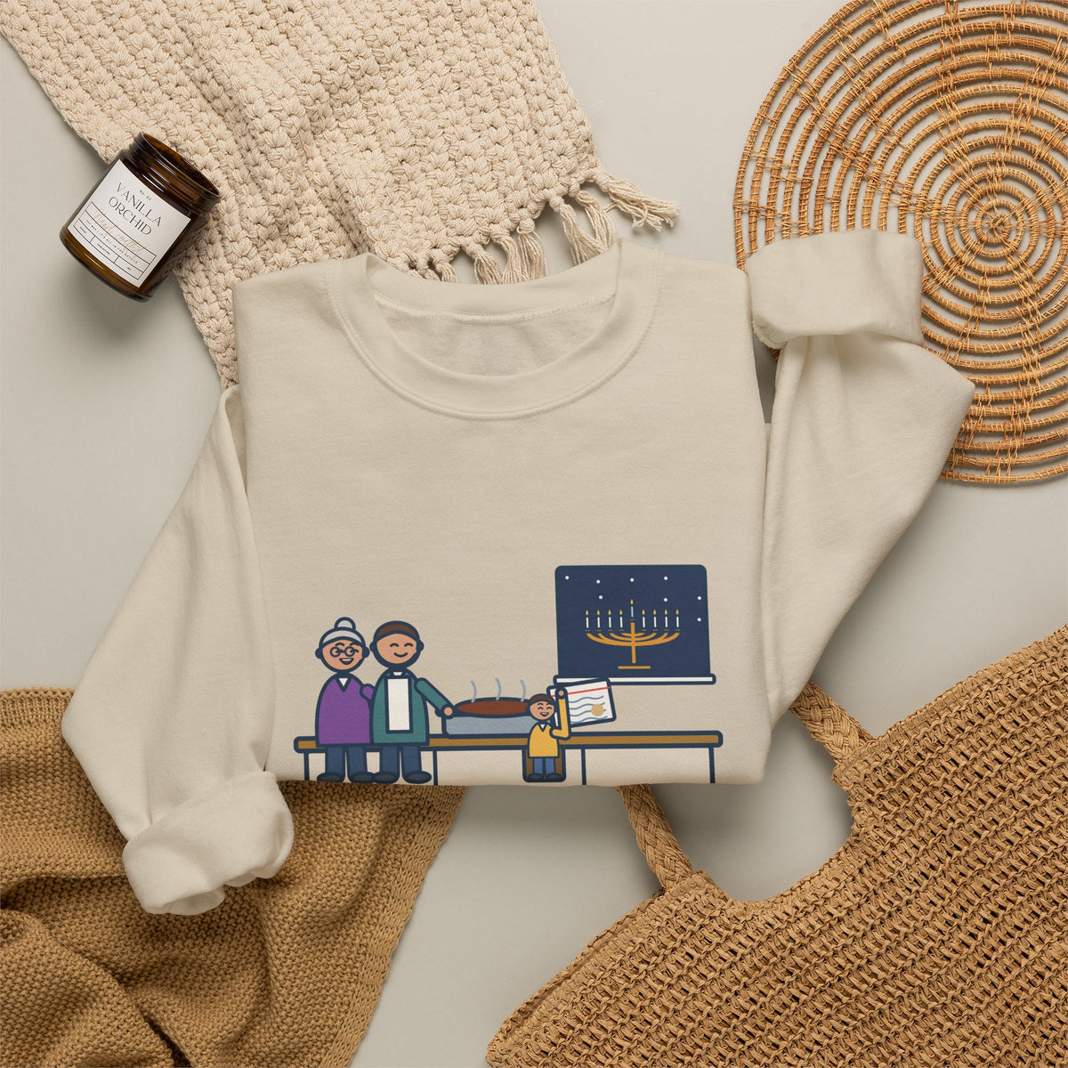 Hanukkah Brisket Sweatshirt, Grandma's Recipe, Three Generations, the Same Index Card, Funny Recipe Card Crewneck