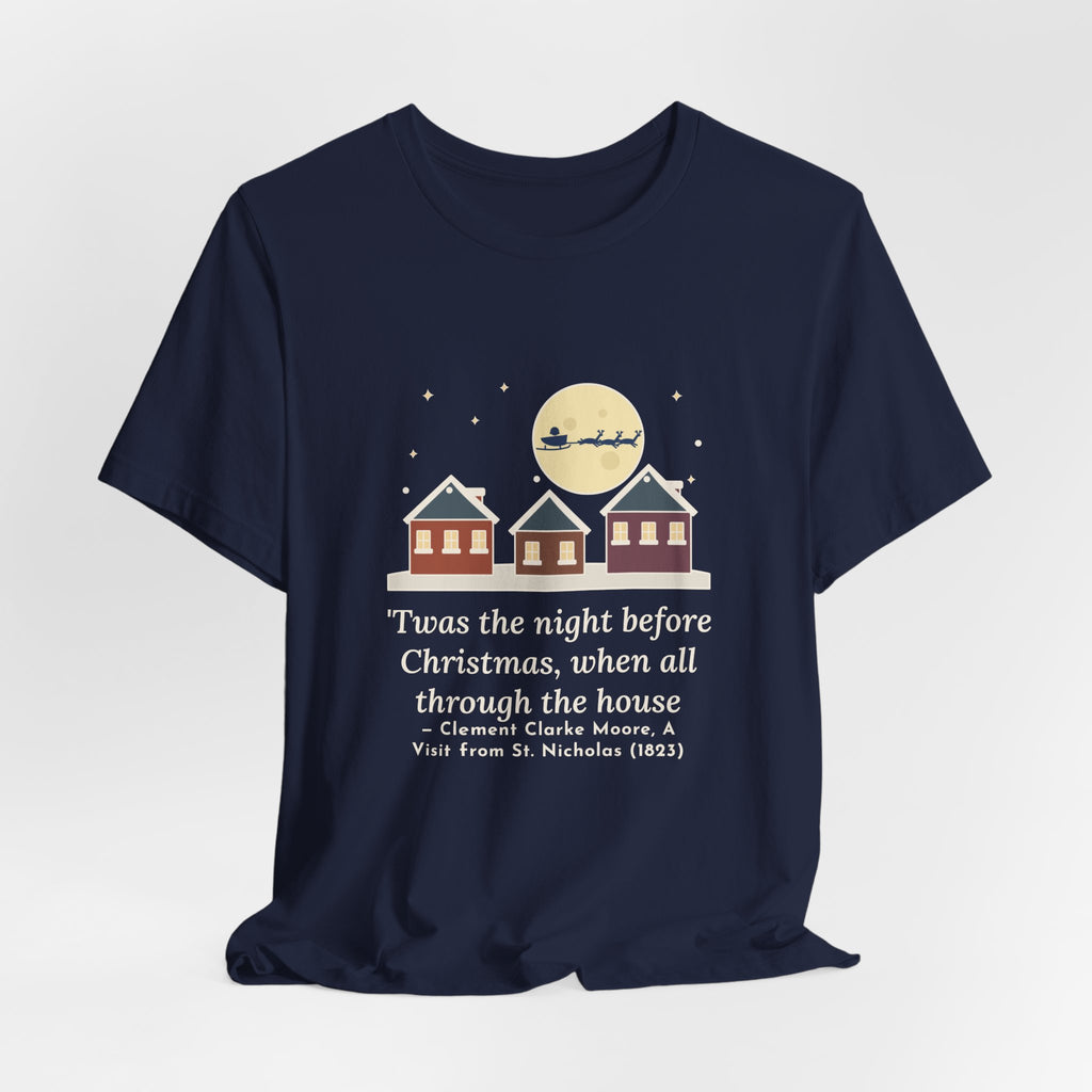 Moore Quote T-Shirt, Twas the Night Before Christmas, Christmas Moonlit 1820s Town Tee