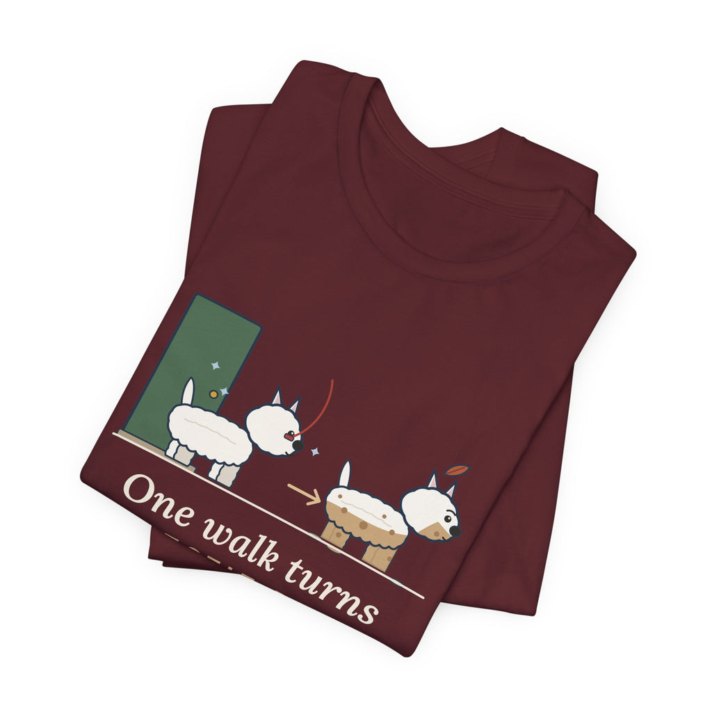 Westie T-Shirt - One Walk Turns a Westie Beige, Funny West Highland Terrier Owner Tee