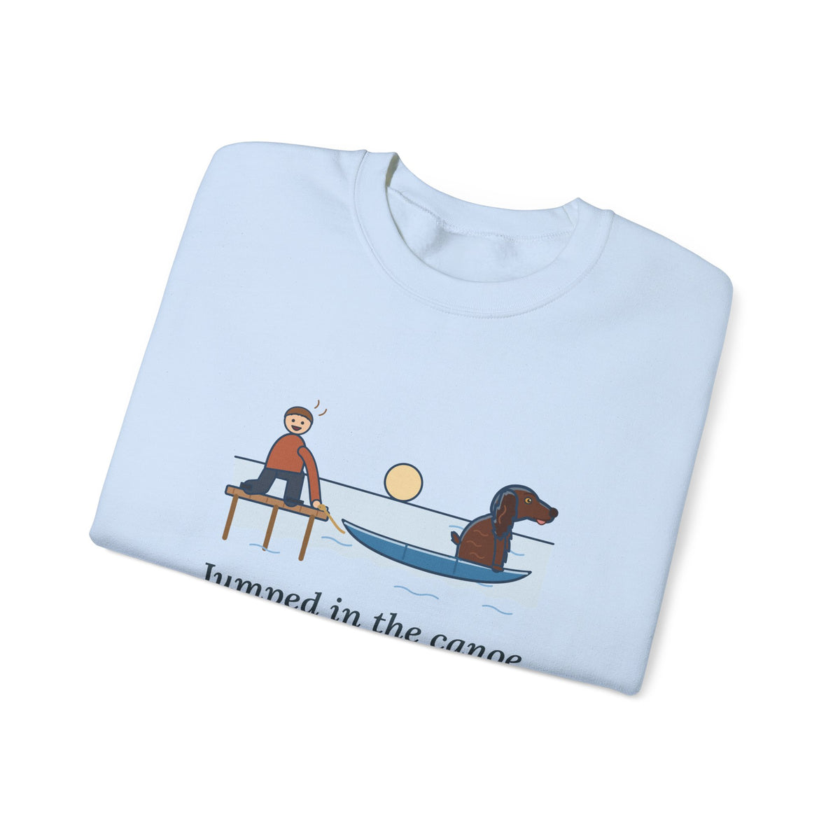 Boykin Spaniel Crewneck Sweatshirt - Seated in the Canoe Before the Rope Came Off