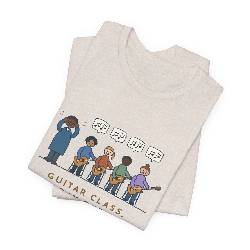 Guitar Class Teacher T-Shirt - Day One, Every Kid Found the Same Riff Funny Music Teacher Tee
