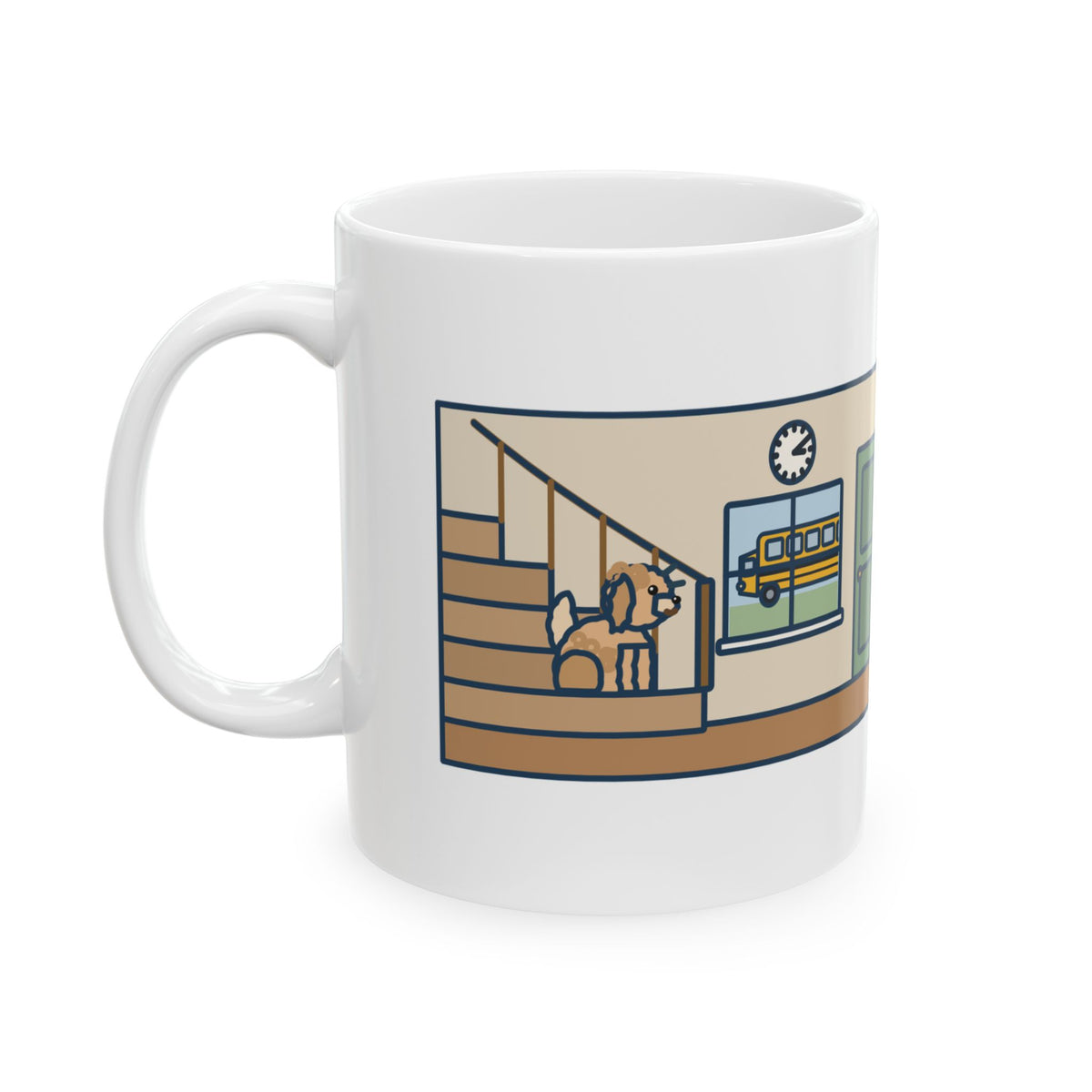 Maltipoo Mug, Seven Pounds, Waits on the Stairs at 3:10 Every Day for the School Bus, Funny Coffee Mug 11oz