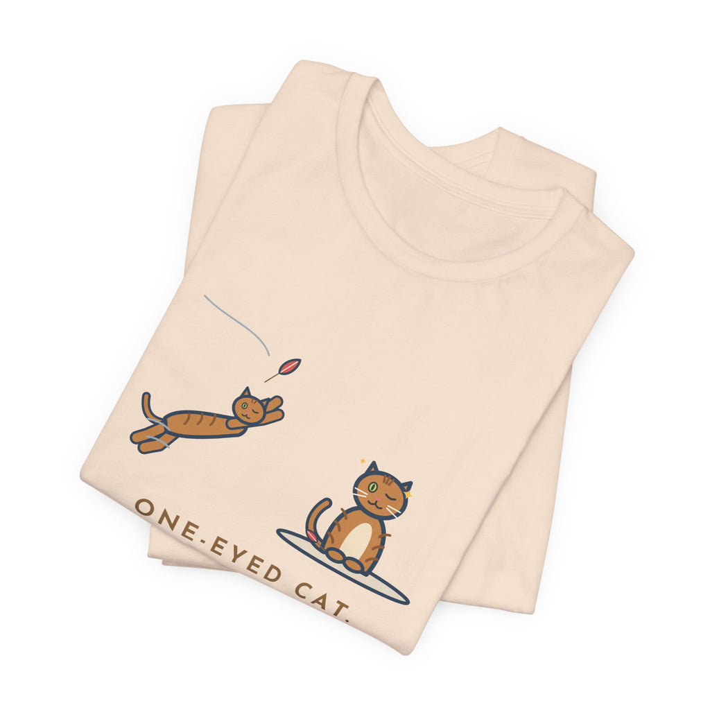 Funny One-Eyed Cat T-Shirt, Catches Every Toy I Throw and Winks Like It Was Easy, Leap and Wink Tee
