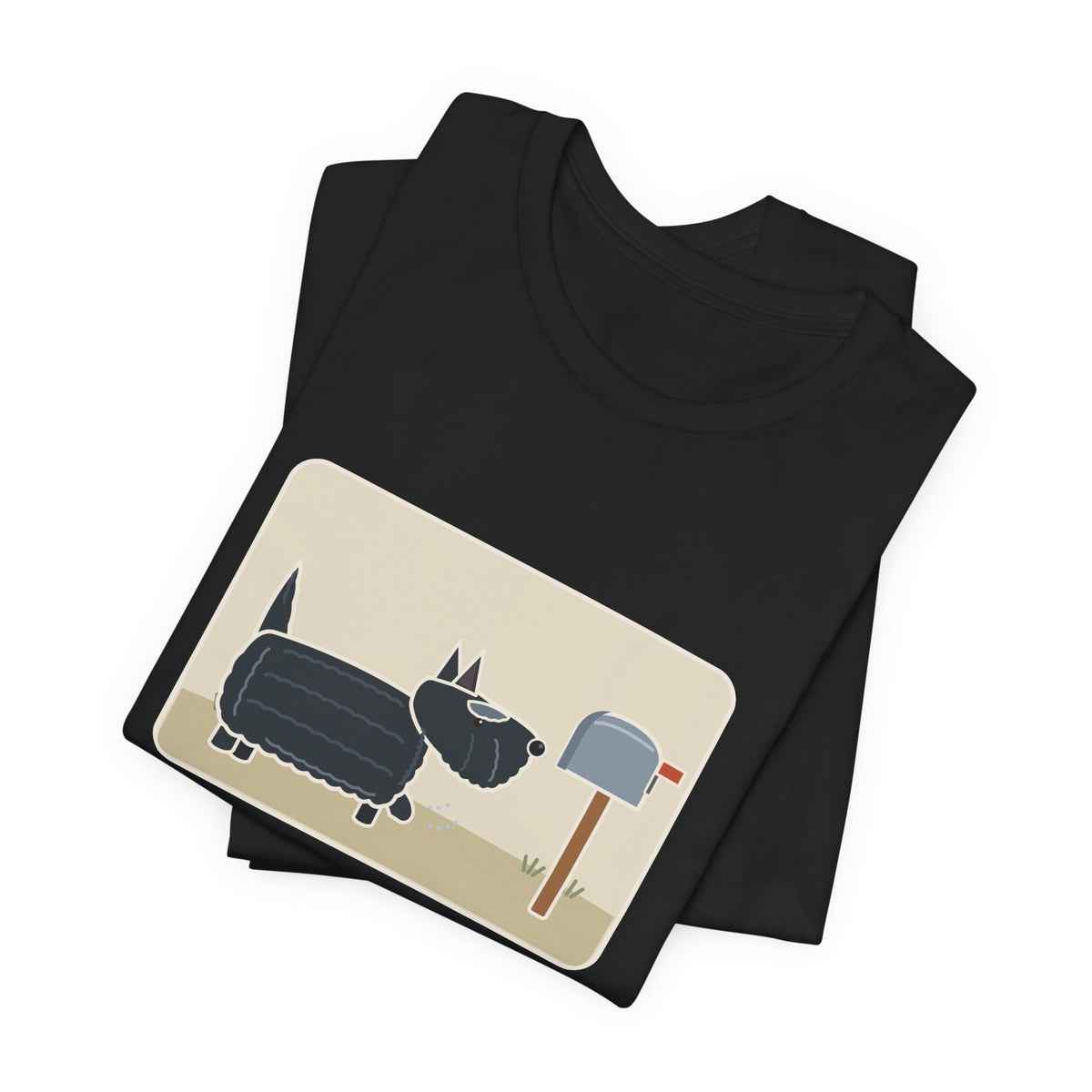 Scottish Terrier T-Shirt - Tail Straight Up Like a Carrot, Marching to the Mailbox Scottie Tee