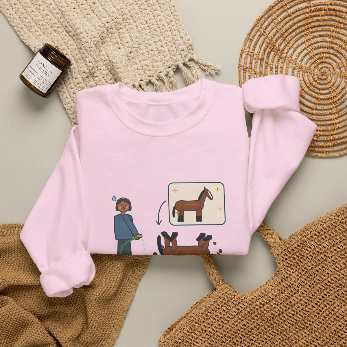 Horse Lover Crewneck Sweatshirt - Every Bath Ends in a Mud Roll