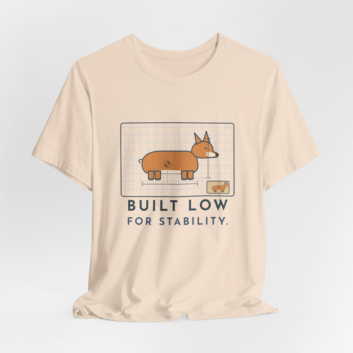 Corgi T-Shirt - Built Low for Stability Corgi Owner Blueprint Tee