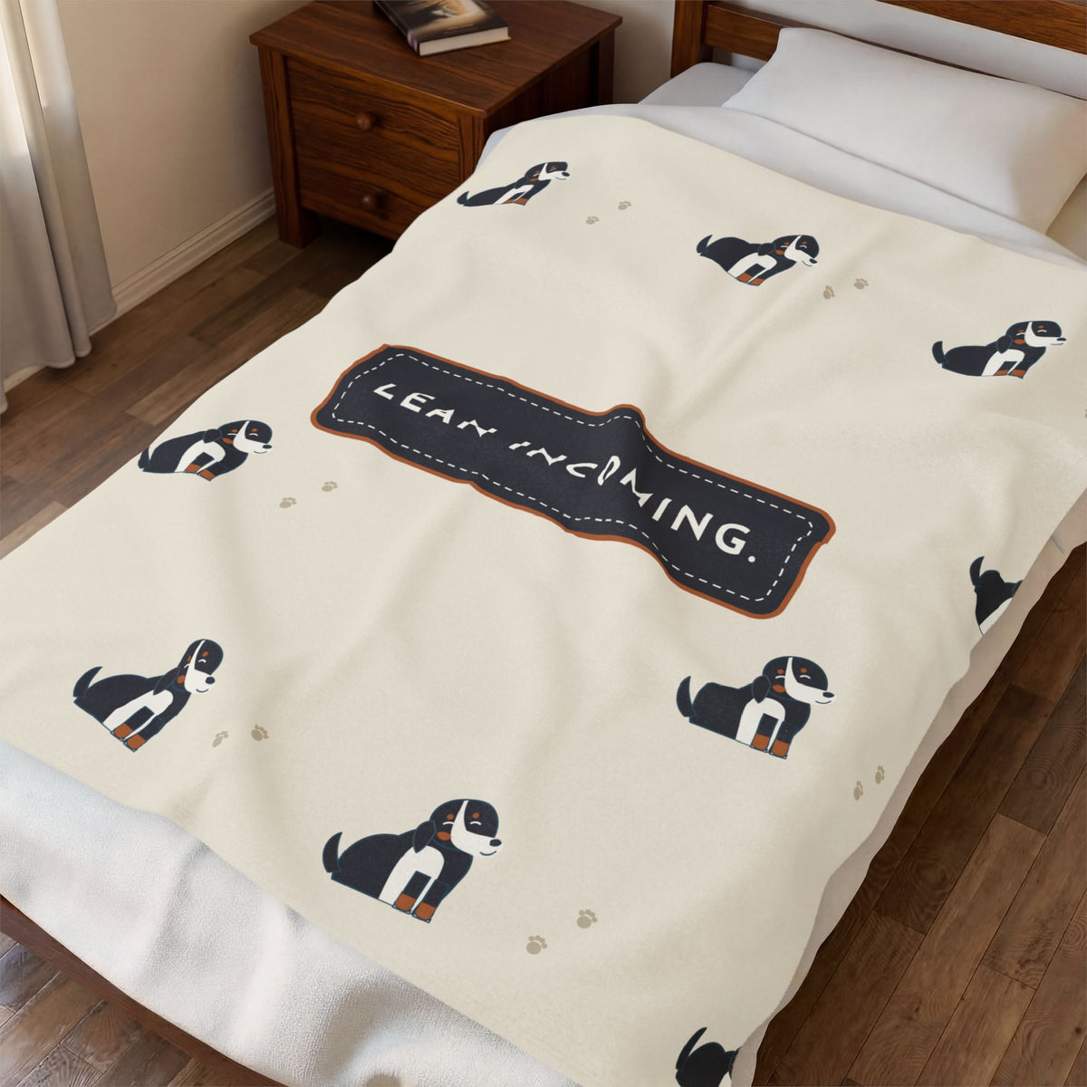 Bernese Mountain Dog Blanket - Lean Incoming Velveteen Plush Throw for Berner Lovers
