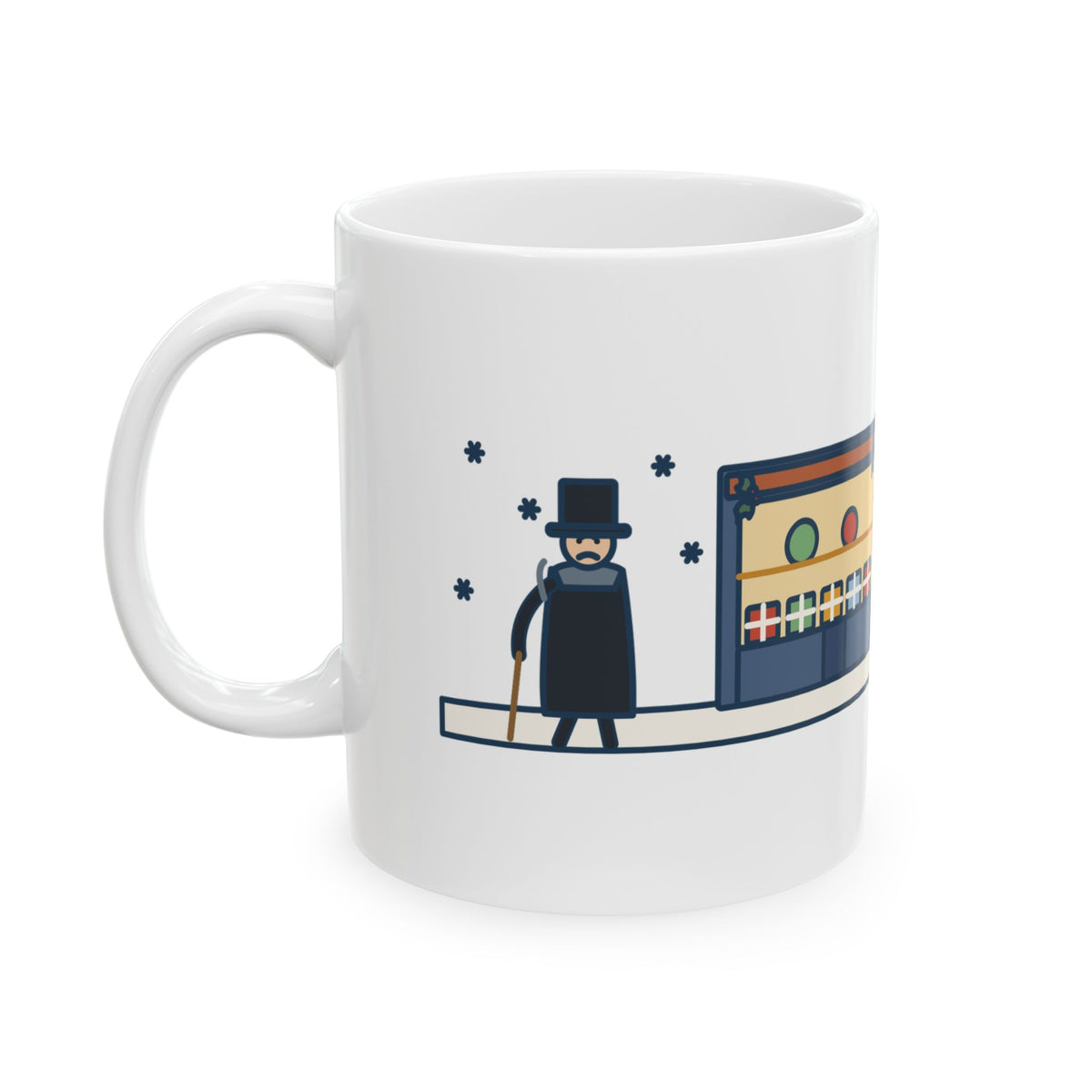 Dickens Quote Mug, Bah Humbug, Christmas Snowy Shop Window Coffee Mug 11oz