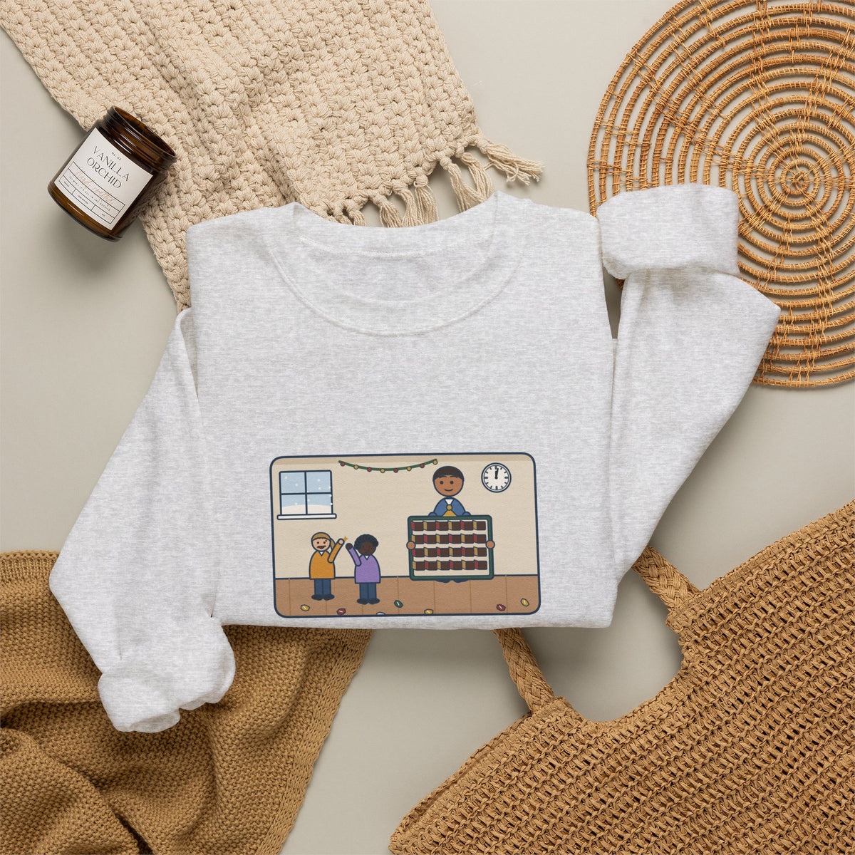 Countdown Calendar Sweatshirt, December 1, the Kids Opened All Twenty-Four Little Doors by Lunch, Funny December Kitchen Crewneck