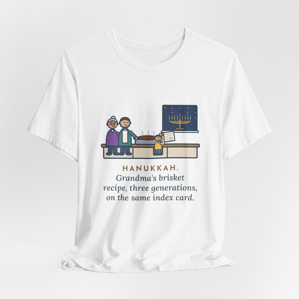 Funny Hanukkah Brisket T-Shirt, Grandma's Recipe, Three Generations, the Same Index Card, Recipe Card Tee