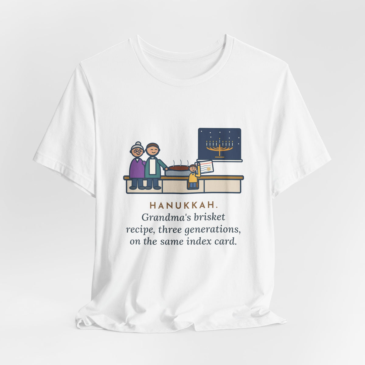 Funny Hanukkah Brisket T-Shirt, Grandma's Recipe, Three Generations, the Same Index Card, Recipe Card Tee