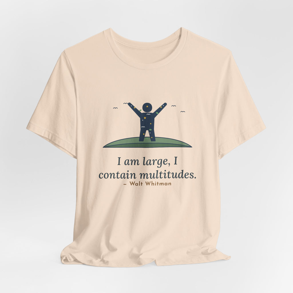 Walt Whitman Quote T-Shirt, I Am Large, I Contain Multitudes, Literary Starry Figure Tee