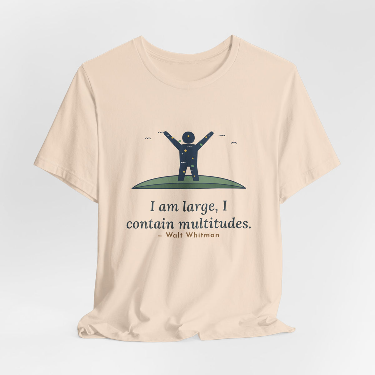 Walt Whitman Quote T-Shirt, I Am Large, I Contain Multitudes, Literary Starry Figure Tee