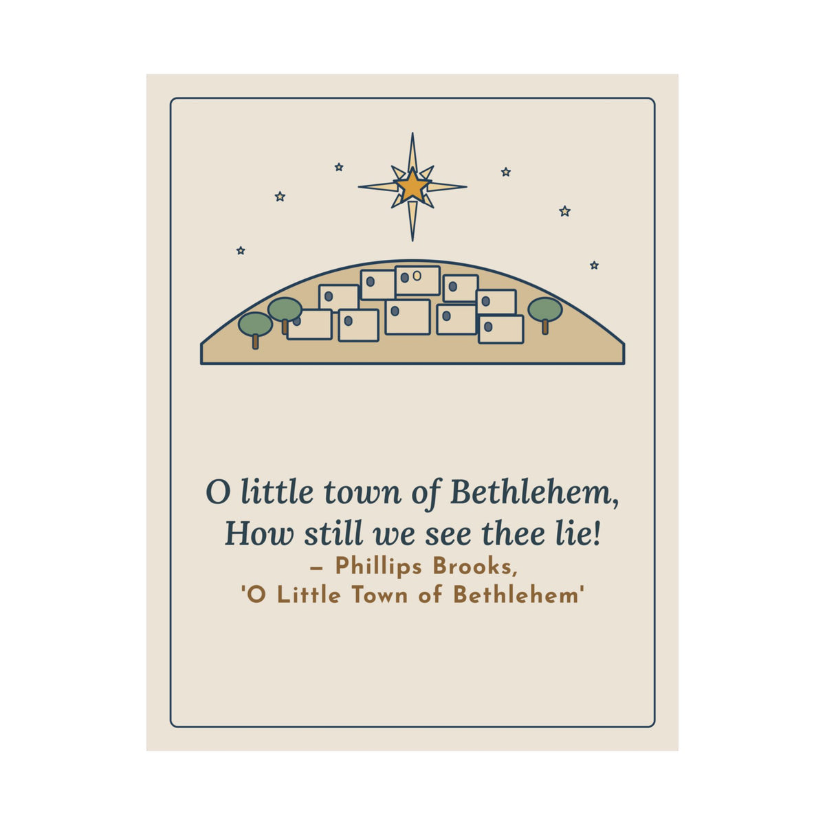 Brooks Quote Poster, O Little Town of Bethlehem, Christmas Hill Town Star Wall Art