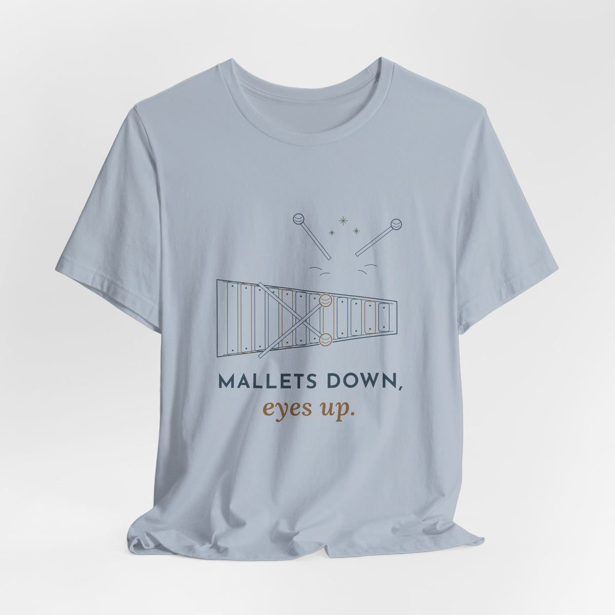 Elementary Music Teacher T-Shirt - Mallets Down, Eyes Up. Xylophone Classroom Tee