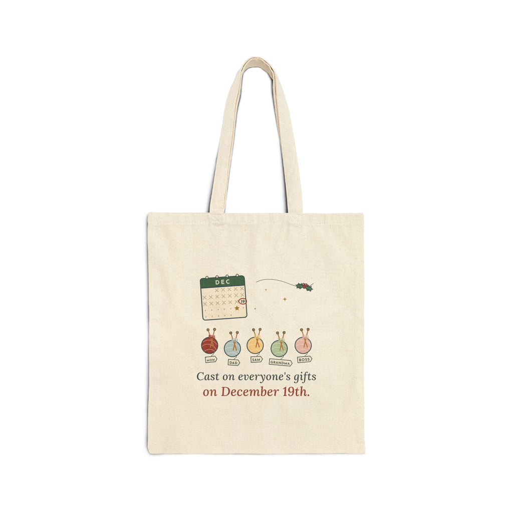 Knitters Tote Bag - Cast On Everyone's Gifts on December 19th Holiday Knitting Project Tote