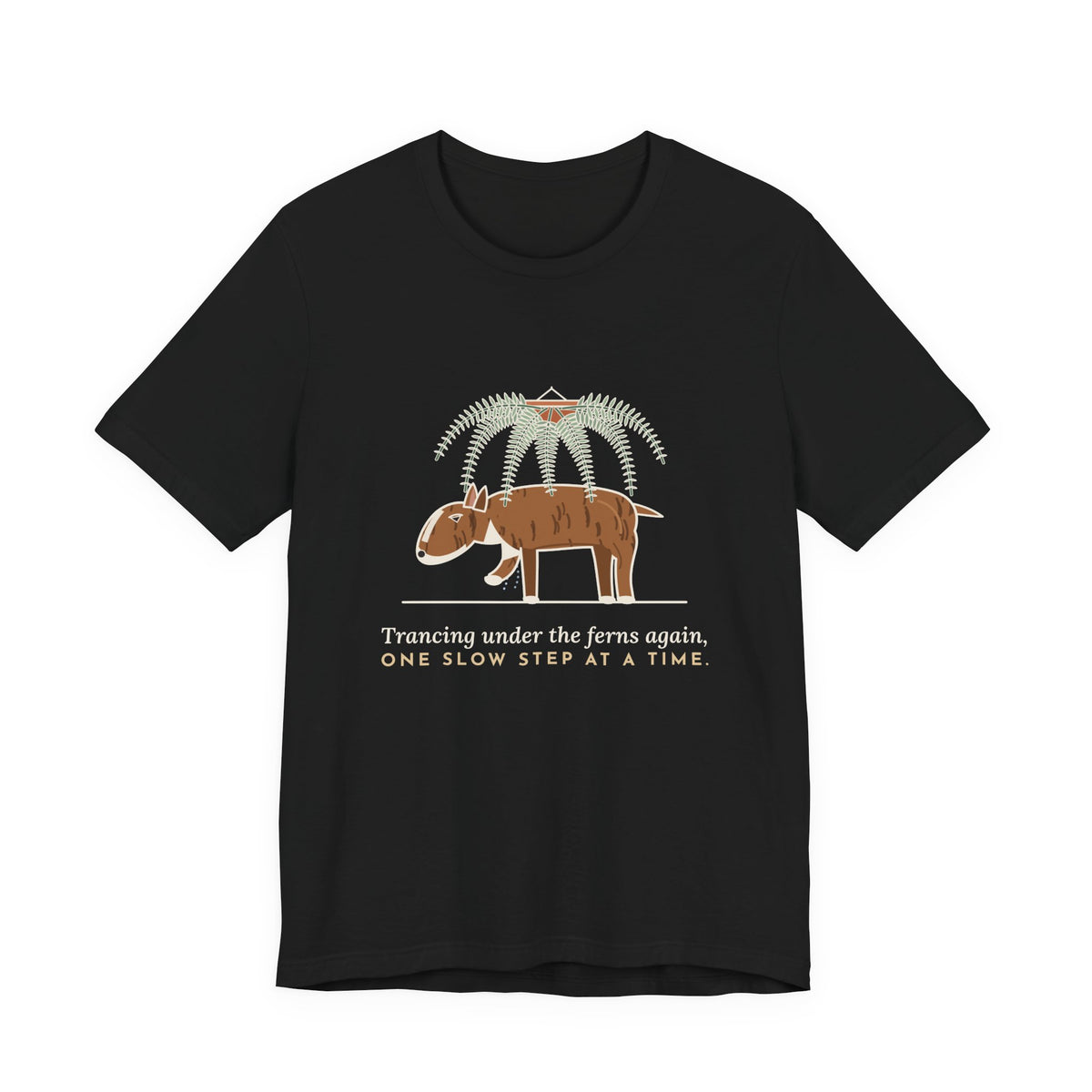 Bull Terrier T-Shirt - Trancing Under the Ferns Again Funny Ghost Walking Dog Tee