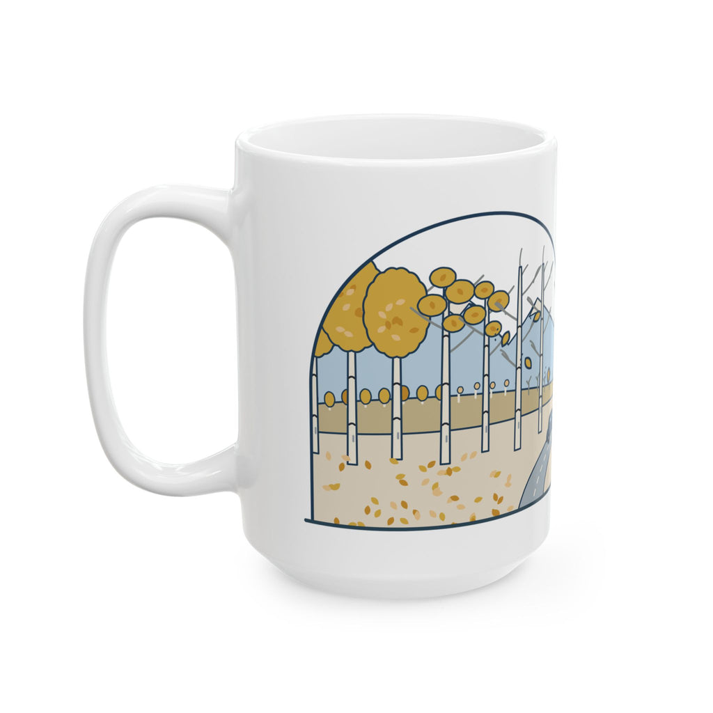 Large 15oz Aspen Leaf Peeping Mug - Peak Gold Was Last Tuesday. Colorado Fall Coffee Mug