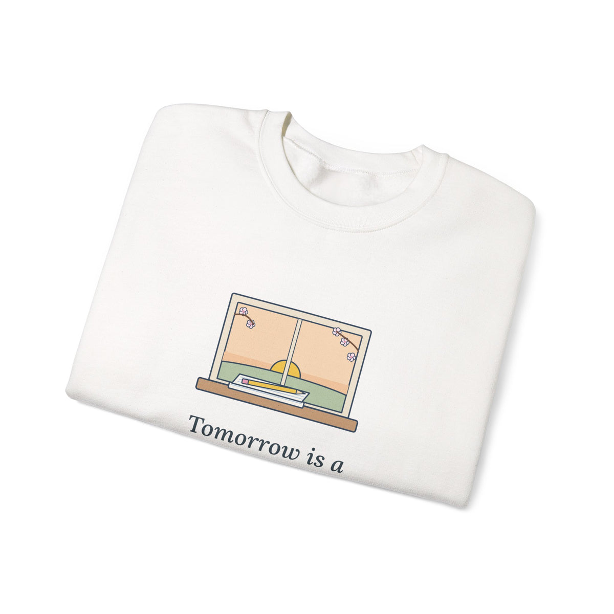 Tomorrow Is a New Day with No Mistakes in It Yet Sweatshirt, Encouragement Montgomery Quote Crewneck with Dawn Windowsill