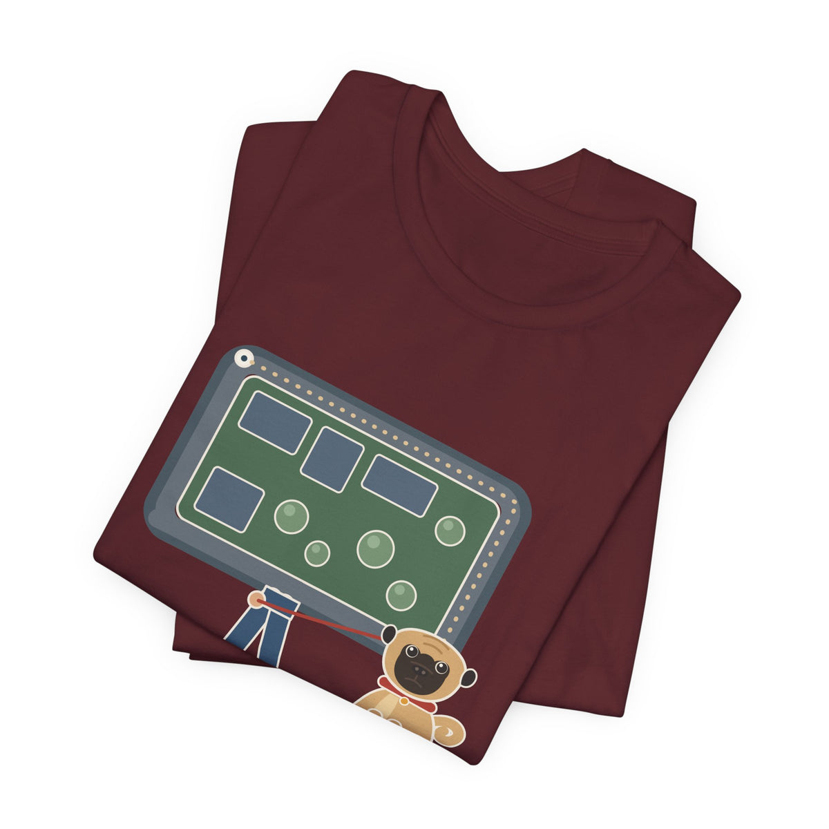 Pug T-Shirt - Halfway Around the Block, the Pug Sat Down Funny Dog Walk Tee