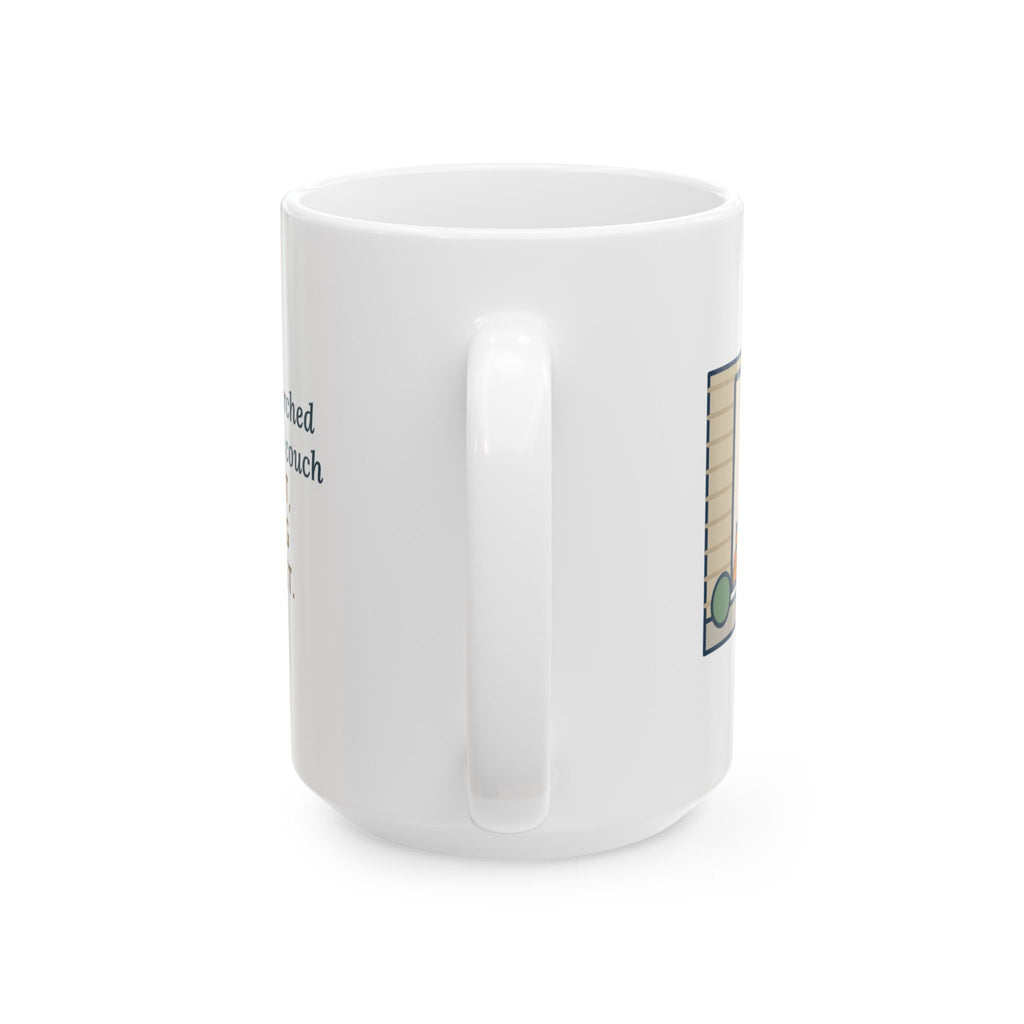 Perched on the Back of the Couch Like a Cat, Watching the Street 15oz Mug, Large Funny Japanese Chin Coffee Mug