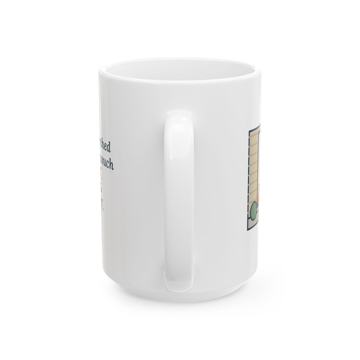 Perched on the Back of the Couch Like a Cat, Watching the Street 15oz Mug, Large Funny Japanese Chin Coffee Mug