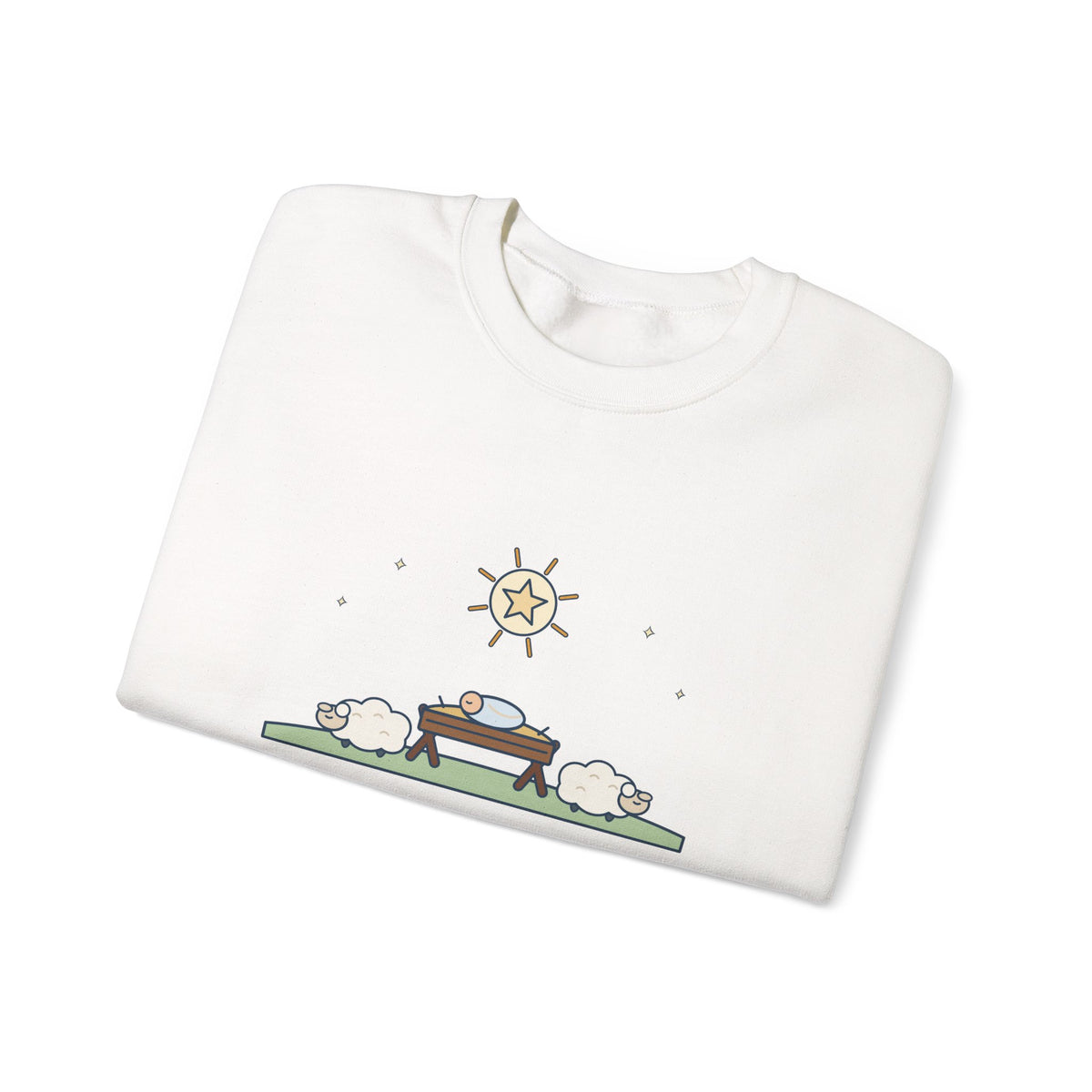 Away in a Manger Sweatshirt, Christmas Anonymous Quote Crewneck with Manger and Lambs