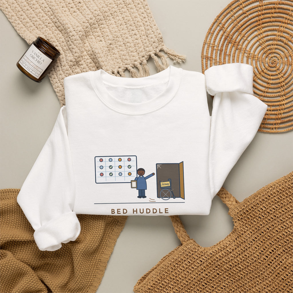 Bed Management Nurse Crewneck Sweatshirt - Three Beds and a Long-Lost Wheelchair