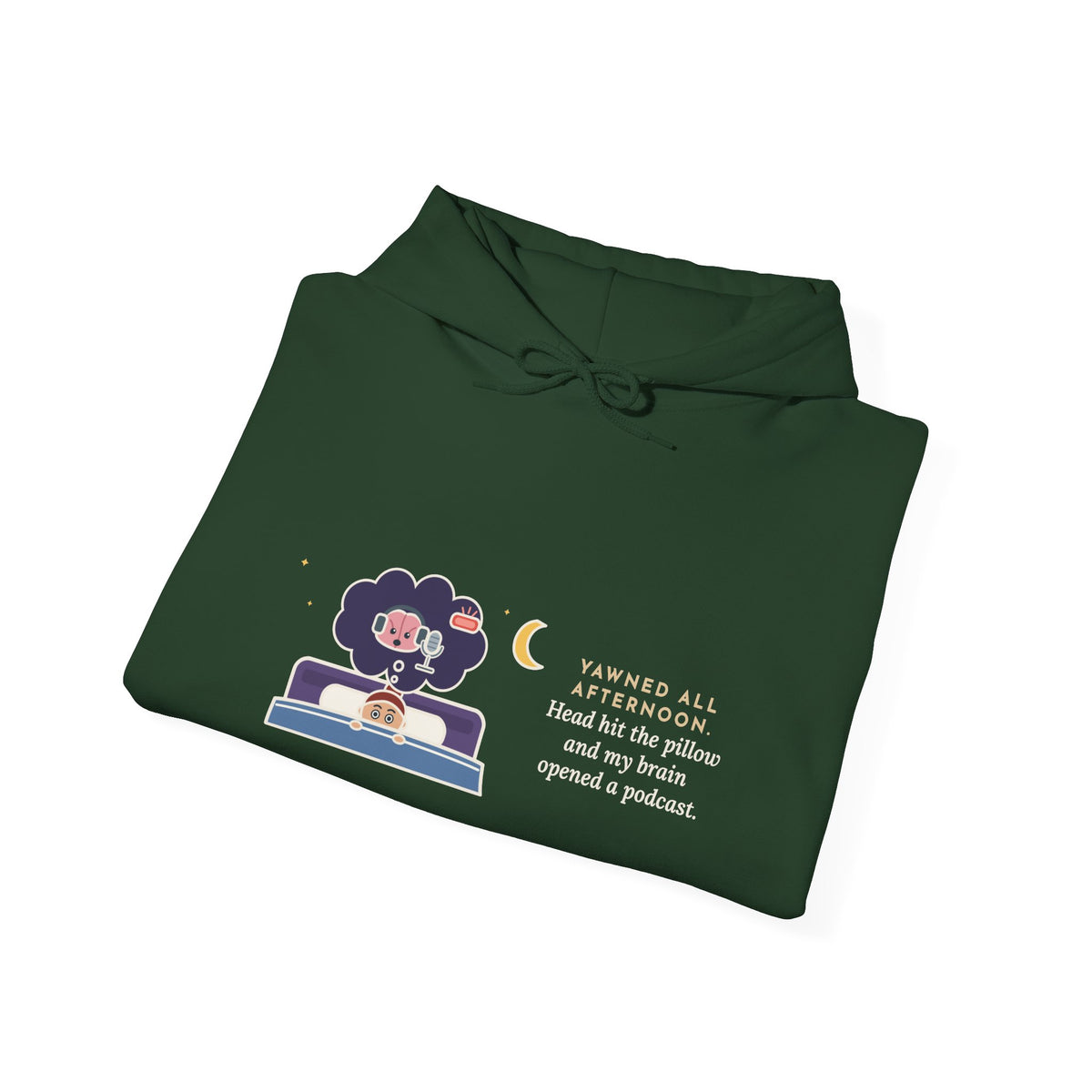 Funny Night Owl Hoodie - Head Hit the Pillow, Brain Started Recording