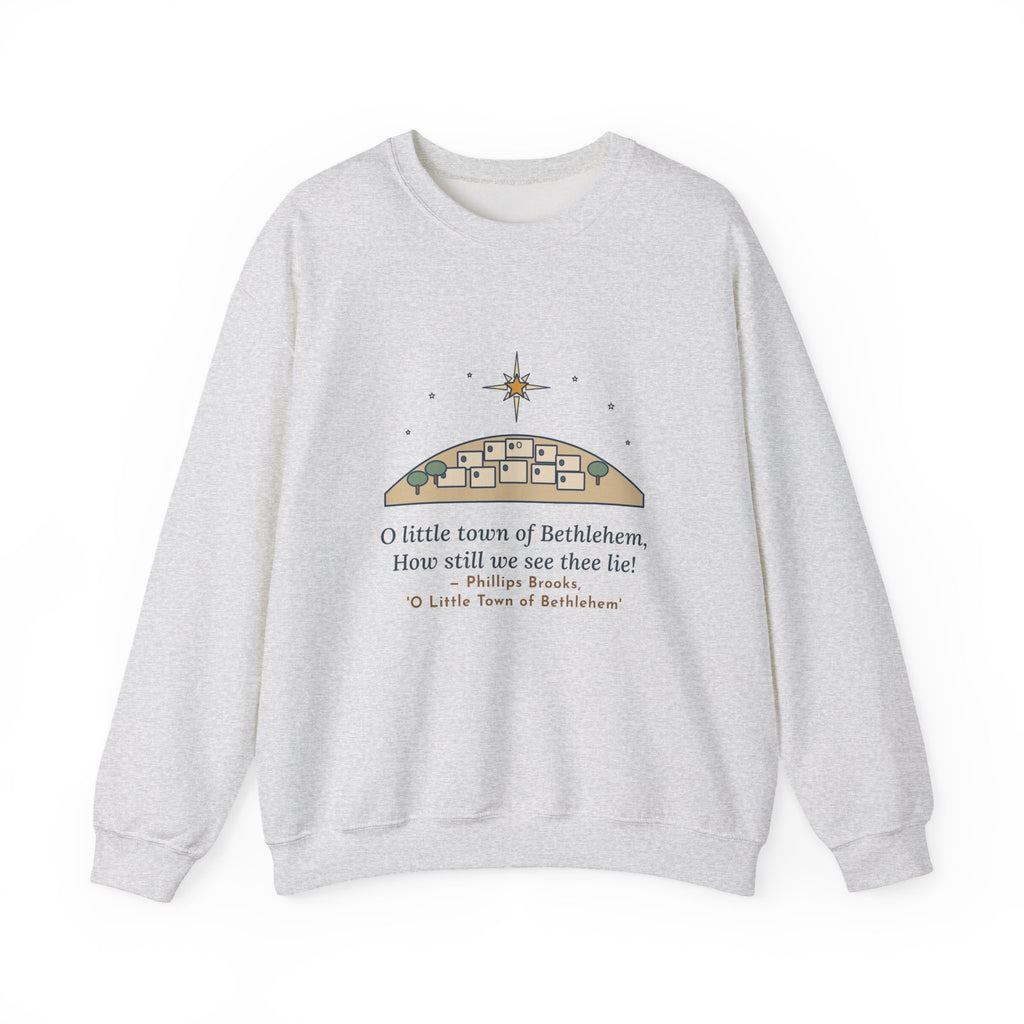 O Little Town of Bethlehem Sweatshirt, Christmas Brooks Quote Crewneck with Hill Town Star